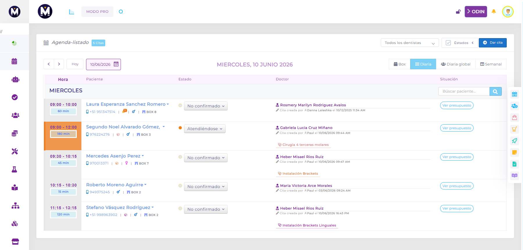 Agenda de citas de Mezak